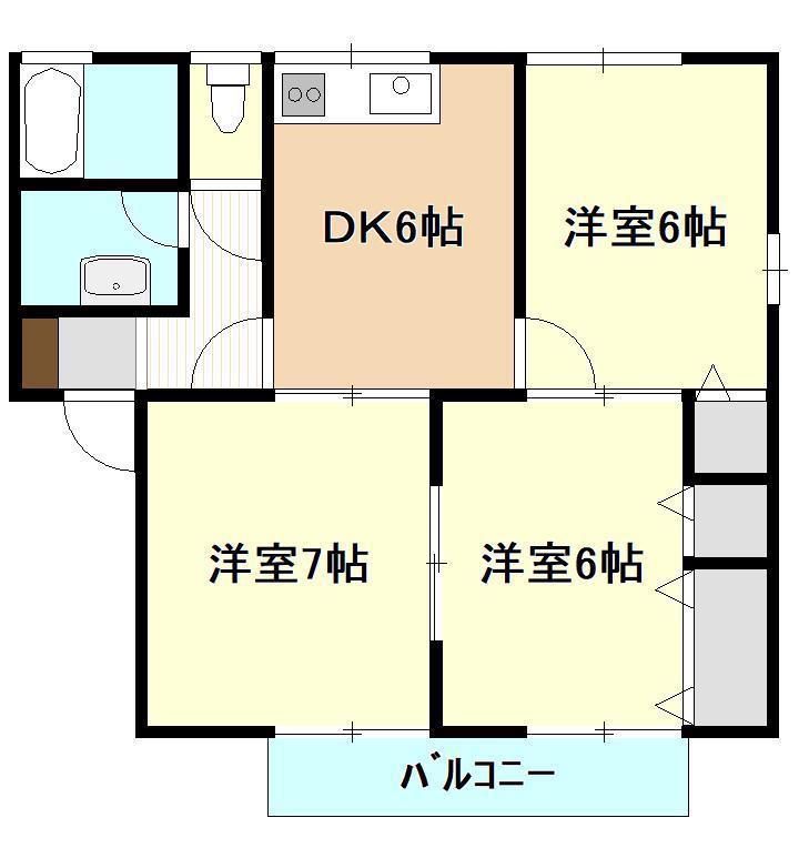 メゾン悠悠B(3DK/2階)の間取り写真
