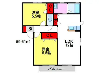 シャーメゾン蔵上(2LDK/2階)の間取り写真