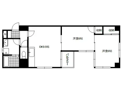 セーフティメゾン中央町(2DK/4階)の間取り写真