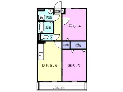 フラット立石E(2LDK/2階)の間取り写真