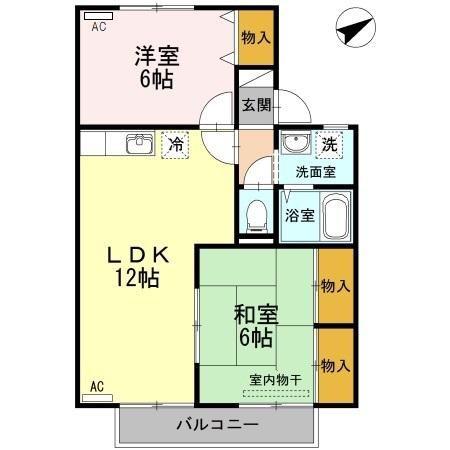 ファミール西京B棟(2LDK/2階)の間取り写真