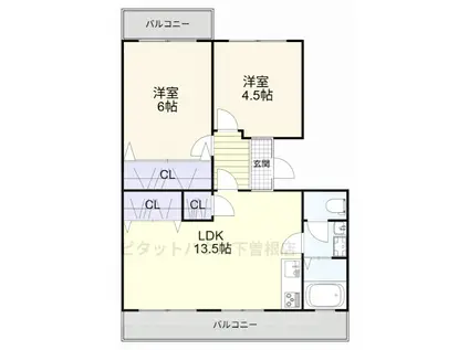 メモリー東貫(2LDK/2階)の間取り写真