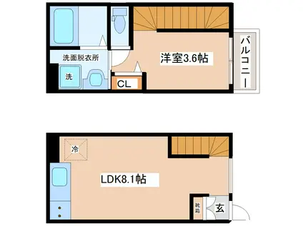 アルカンシエルK(1LDK/1階)の間取り写真