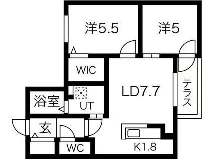 カサトレス美園(2LDK/1階)の間取り写真