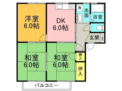 メゾニティ21(3DK/2階)の間取り写真