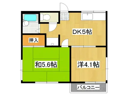 ハープコーポシシド(2DK/1階)の間取り写真