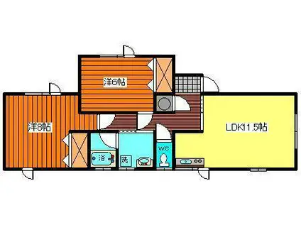 セレブマキ(2LDK/1階)の間取り写真