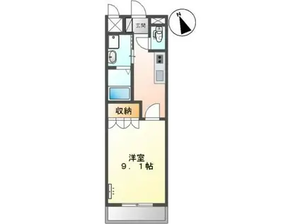 敬愛ハイツB(1K/1階)の間取り写真