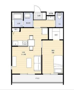 MAISON DE CHAMBRE(1LDK/1階)の間取り写真