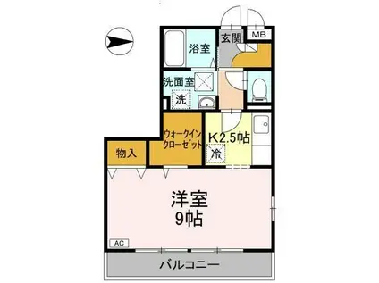 エスト・クレールII(1K/2階)の間取り写真