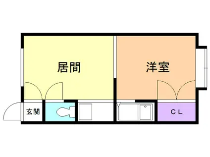 ハイデンス5(1DK/1階)の間取り写真