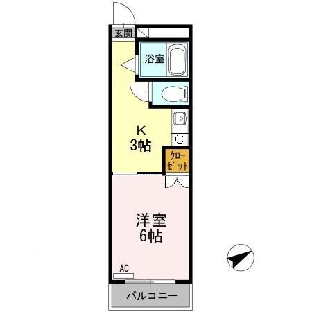 第1パークサイドマンション(1K/5階)の間取り写真