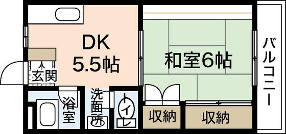 上安ビル(1DK/2階)の間取り写真