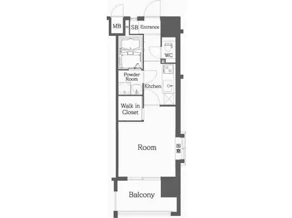 エンクレスト天神MERSII(1K/7階)の間取り写真