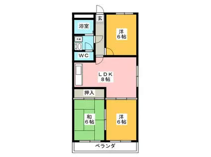 プレーンフィールド岐南(3LDK/3階)の間取り写真