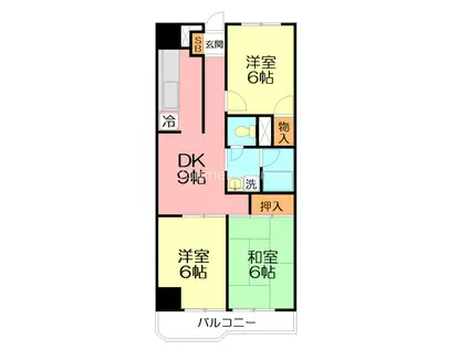 朝日本厚木マンション(3DK/2階)の間取り写真