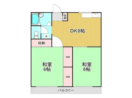 リバ-サイド・オクダII(2DK/2階)の間取り写真