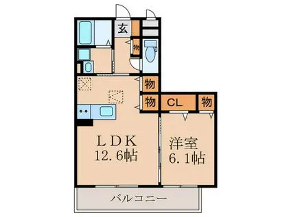 ヴィクトワール(1LDK/1階)の間取り写真