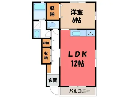 フォレストハウスB棟(1LDK/1階)の間取り写真