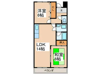 ベルメゾンフォワイエ(2LDK/2階)の間取り写真