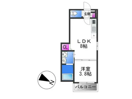 GRAND SUN(1LDK/2階)の間取り写真