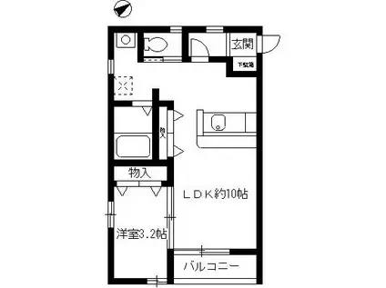 コーポHAMAYU(1LDK/3階)の間取り写真