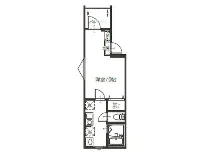 メルディア登戸(1K/1階)の間取り写真