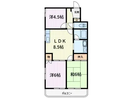 平田マンション(3LDK/1階)の間取り写真