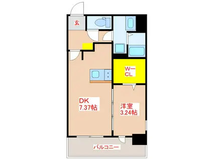 リアンシエルブルー高麗(1DK/3階)の間取り写真