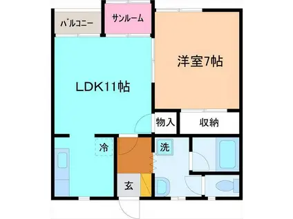 ブリリアント(1LDK/2階)の間取り写真