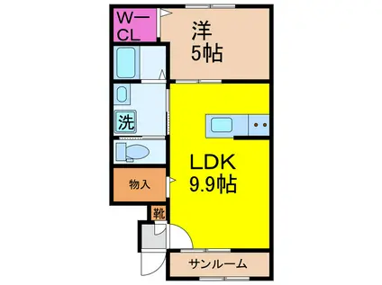 アトラップ・レーヴ(1LDK/1階)の間取り写真