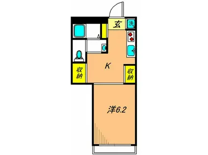 CUBE ONE(1K/1階)の間取り写真