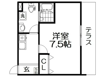 クレシア森南(1K/1階)の間取り写真