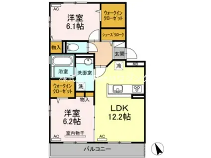 コンフォーティア沖浜II(2LDK/2階)の間取り写真