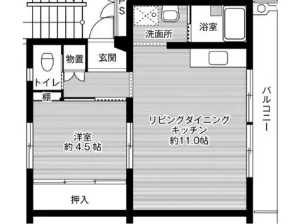 ビレッジハウス荒木(1LDK/5階)の間取り写真
