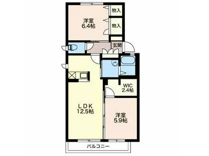 アニマルワン B棟(2LDK/2階)の間取り写真