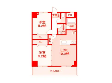 ブルーウッド金沢八景(2LDK/4階)の間取り写真