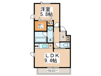 メゾンドアンシャンテ(1LDK/2階)の間取り写真