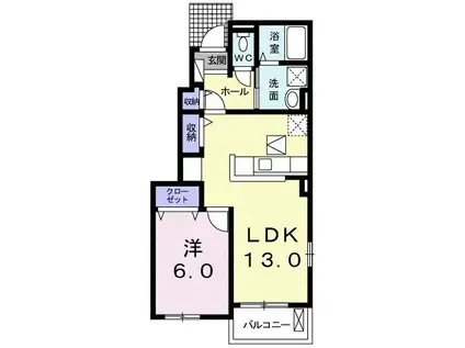 エムアール(1LDK/1階)の間取り写真