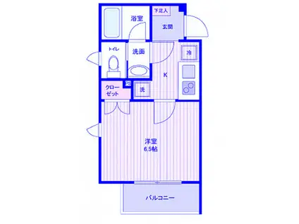 JR京浜東北線 川崎駅 徒歩5分 5階建 築9年(1K/2階)の間取り写真