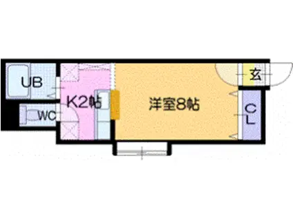 ベルゼF(1K/1階)の間取り写真