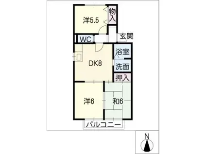 レ・ウィッテル(3DK/2階)の間取り写真