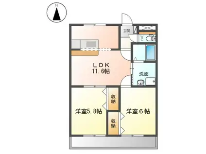 リベラル・プレイス(2LDK/1階)の間取り写真