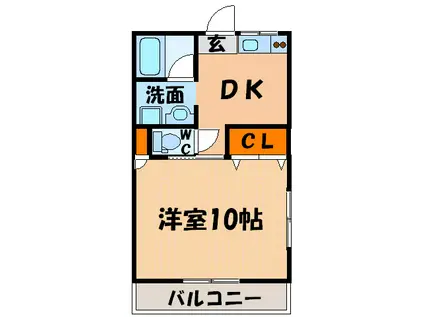 ハイツ笠木(1DK/2階)の間取り写真