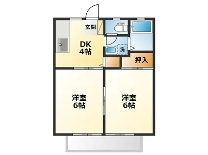 山田ハイツ(2DK/1階)の間取り写真
