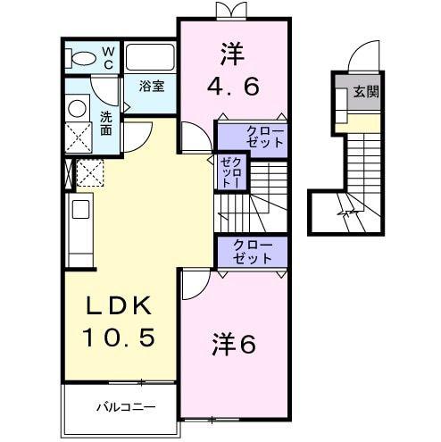 アビタシオンN I(2LDK/2階)の間取り写真
