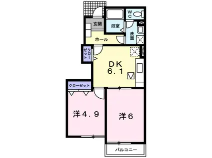 リバーサイドカーサC(2DK/1階)の間取り写真