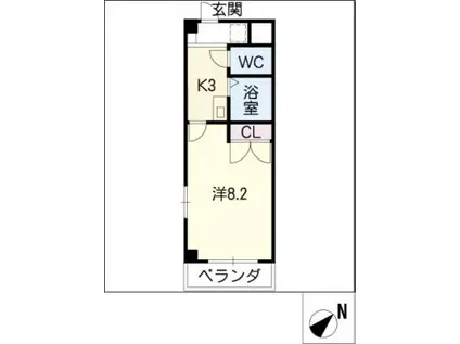 ピディエス ベルエーリー(1K/1階)の間取り写真