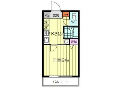 ロイヤルハイツ東八(ワンルーム/2階)の間取り写真