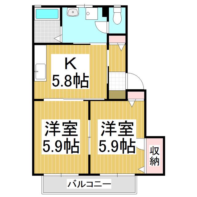 エスワイ 杉山(2K/2階)の間取り写真